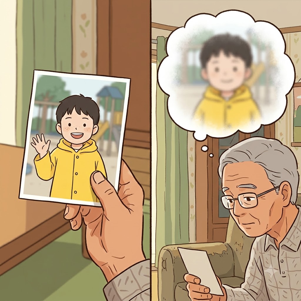 The old photograph brought back only a vague memory of his childhood friend.