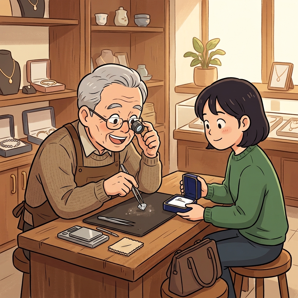 The jeweler valued the old diamond far more than its worn appearance suggested.