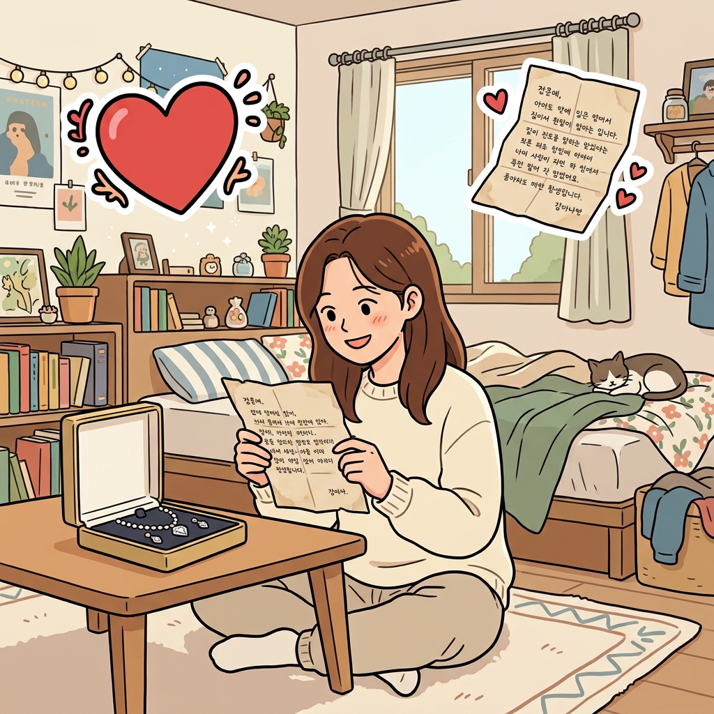 그녀는 어떤 비싼 선물보다도 할머니의 손편지를 더 소중히 여겼다.