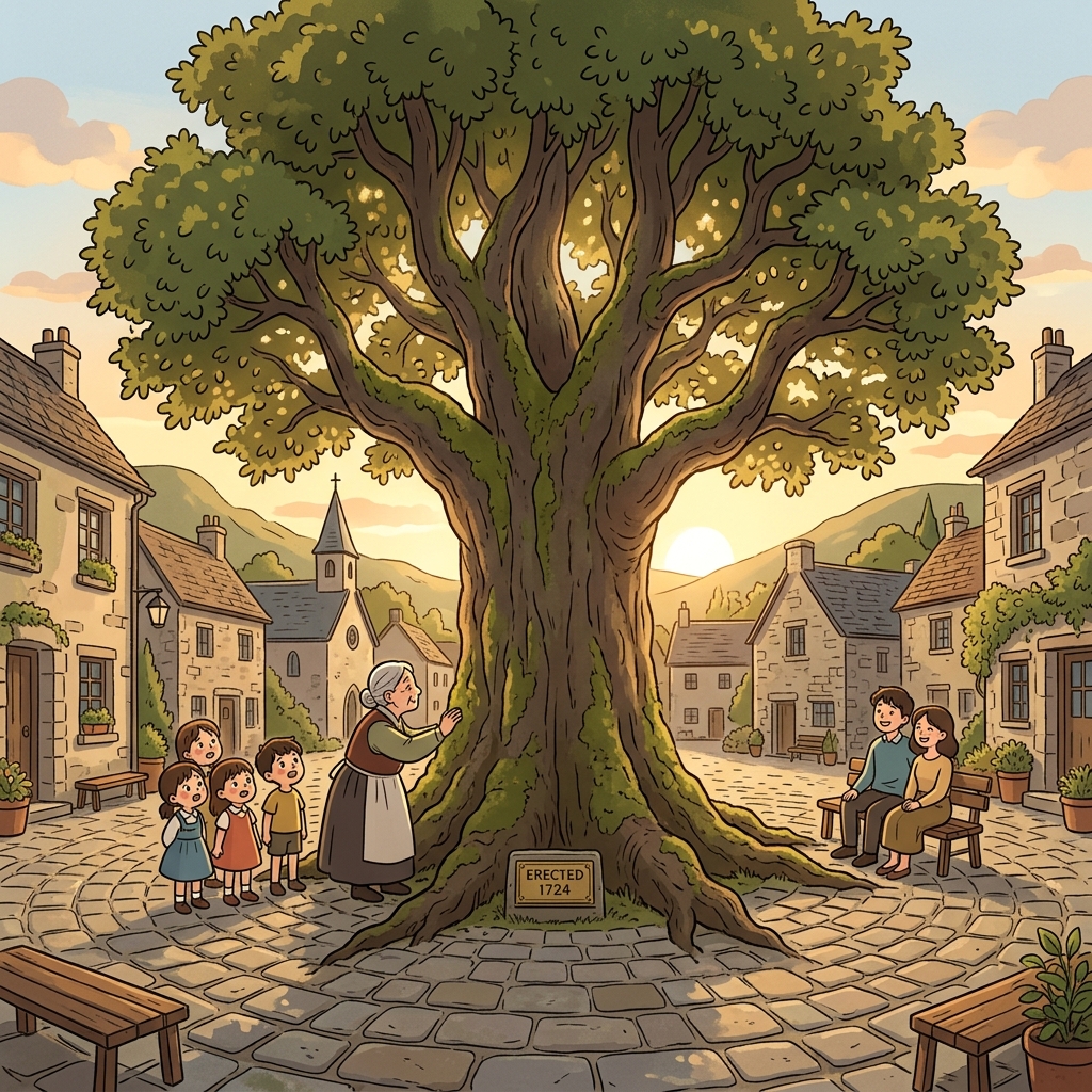 The venerable oak has stood in the village square for over three hundred years.