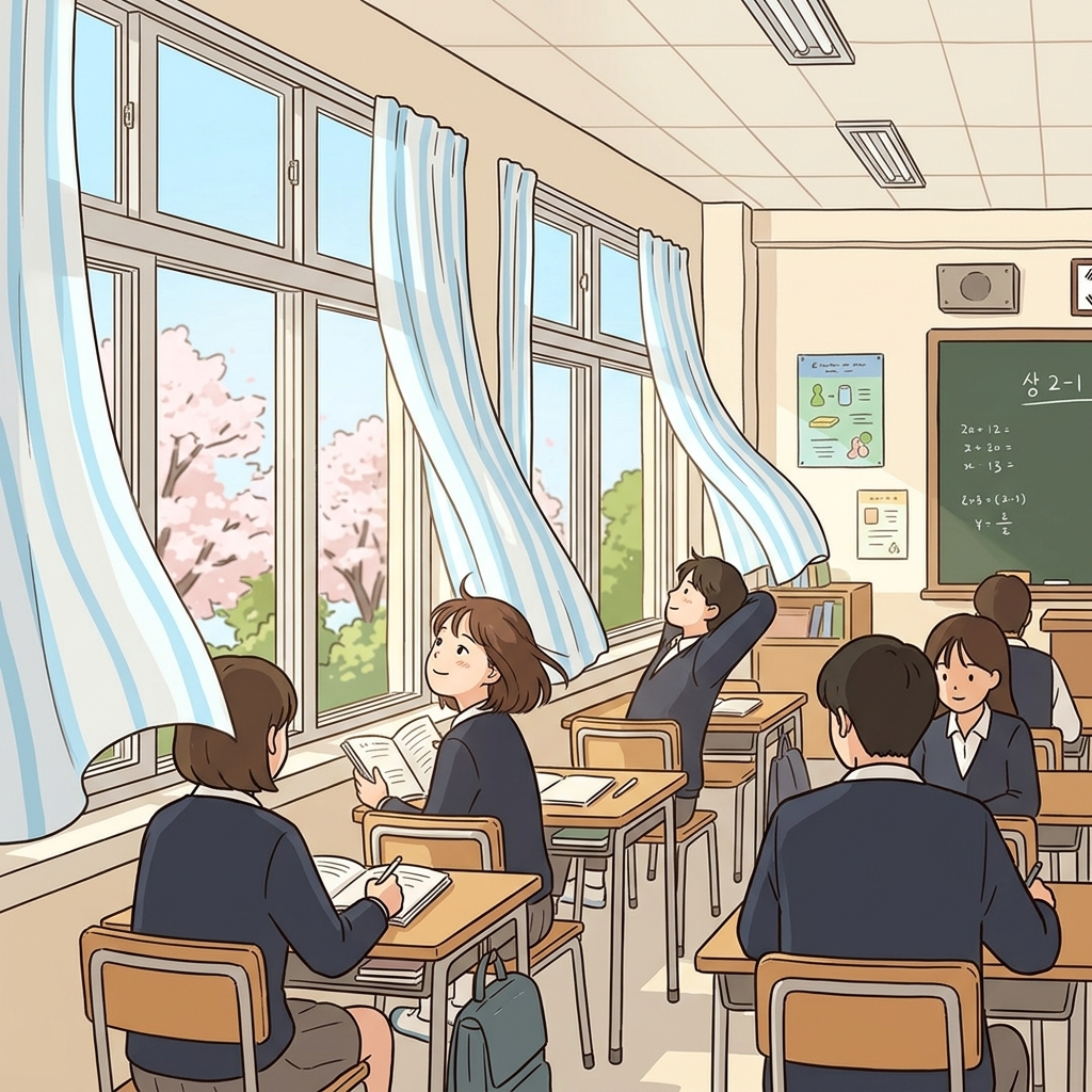 Good ventilation kept the classroom cool and full of fresh air.