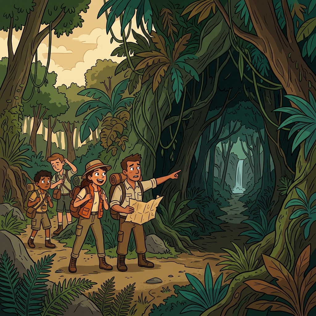 The explorers ventured into the jungle to search for a hidden waterfall.