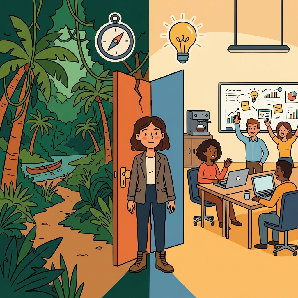 Starting a new company felt like a great adventure, so she called it her biggest venture. (VENTURE → ADVENTURE → every venture is an adventure into the unknown)
