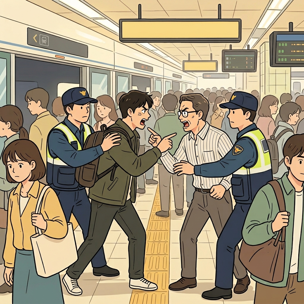 The two men had a verbal argument at the station.