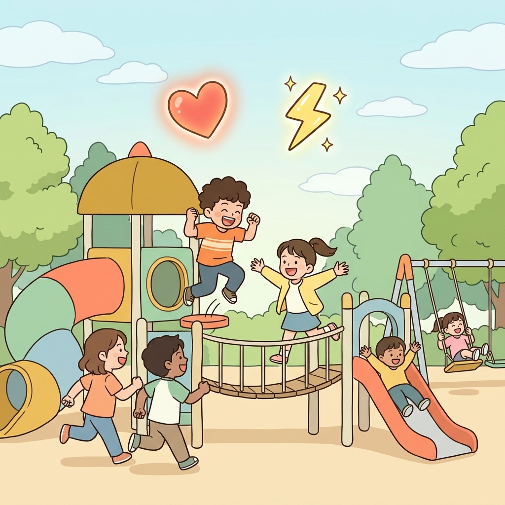 The children were full of vitality as they laughed and played in the playground. (Vitality = energy for life.)