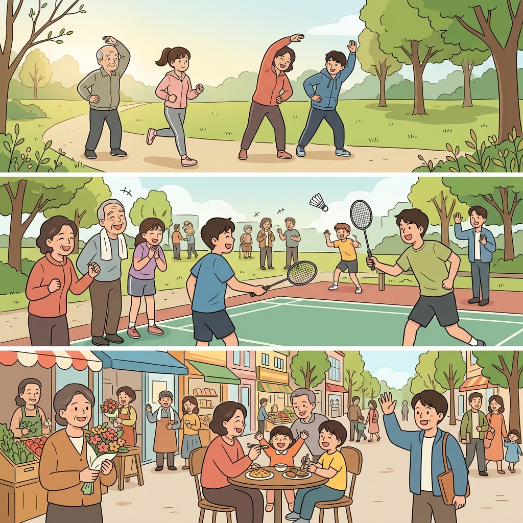 Regular activity increased everyone's vitality and helped the community prosper.