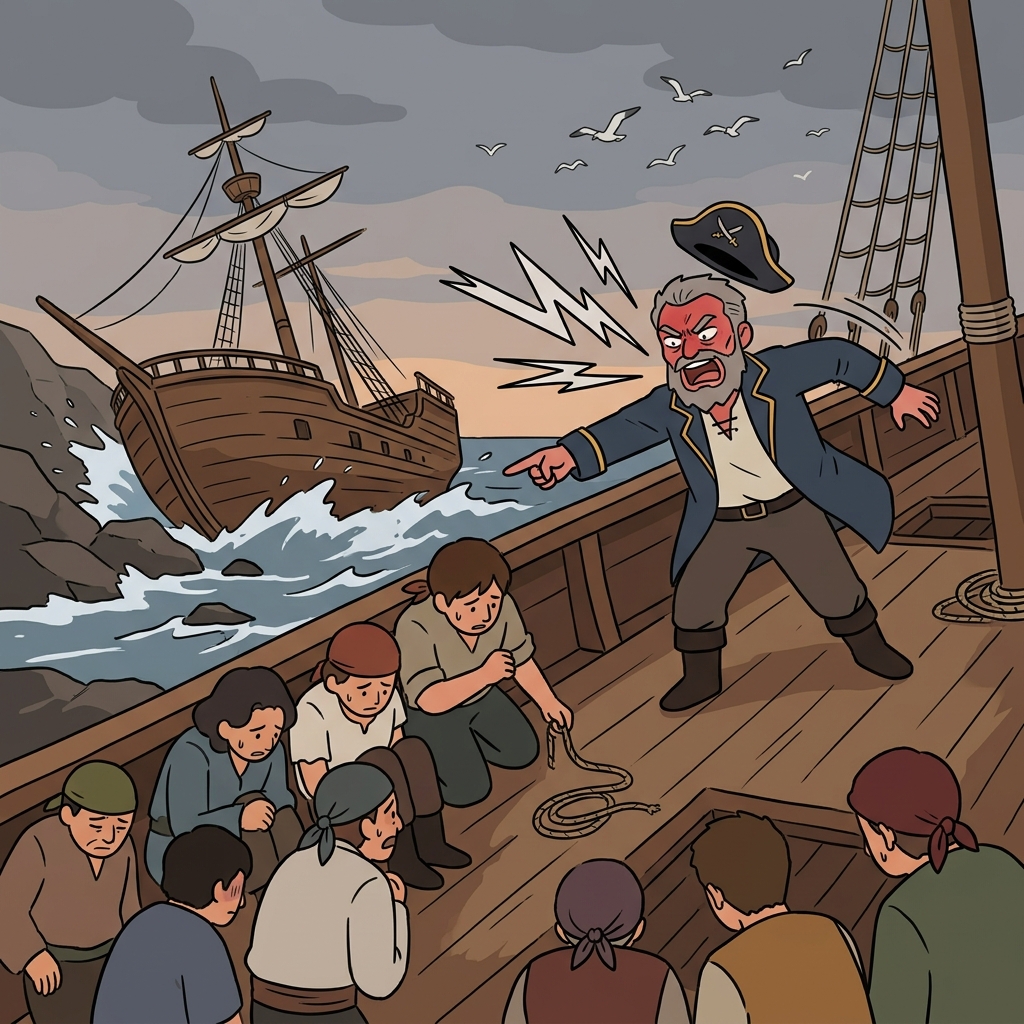 The old captain began to vituperate his crew after the ship ran aground.
