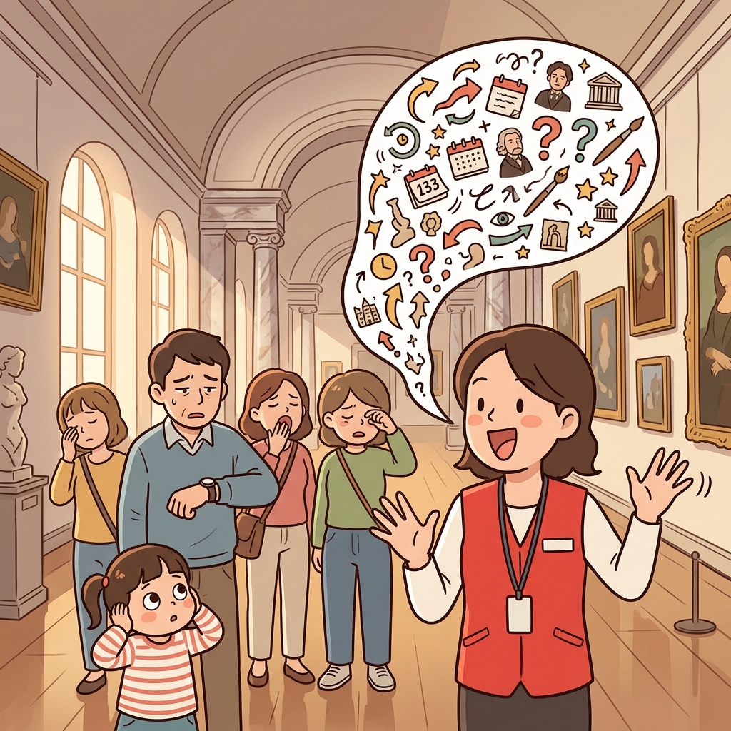 The voluble tour guide never paused, chatting through every hallway of the museum.