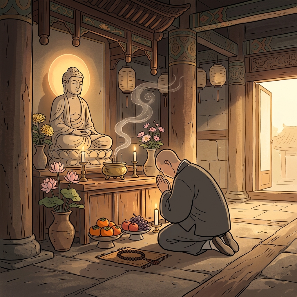 The votary knelt before the temple altar, whispering vows of lifelong devotion.