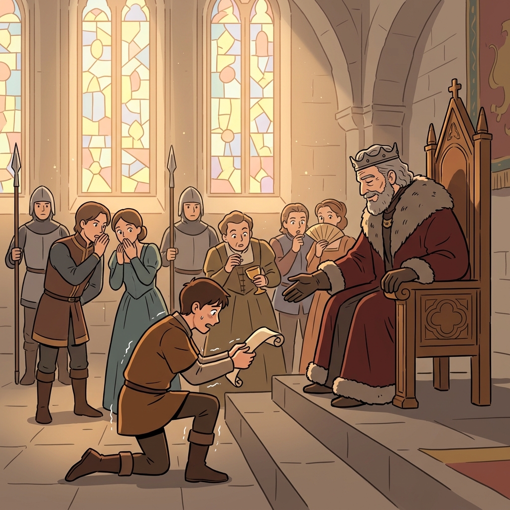 The old king vouchsafed a rare smile to the trembling messenger.