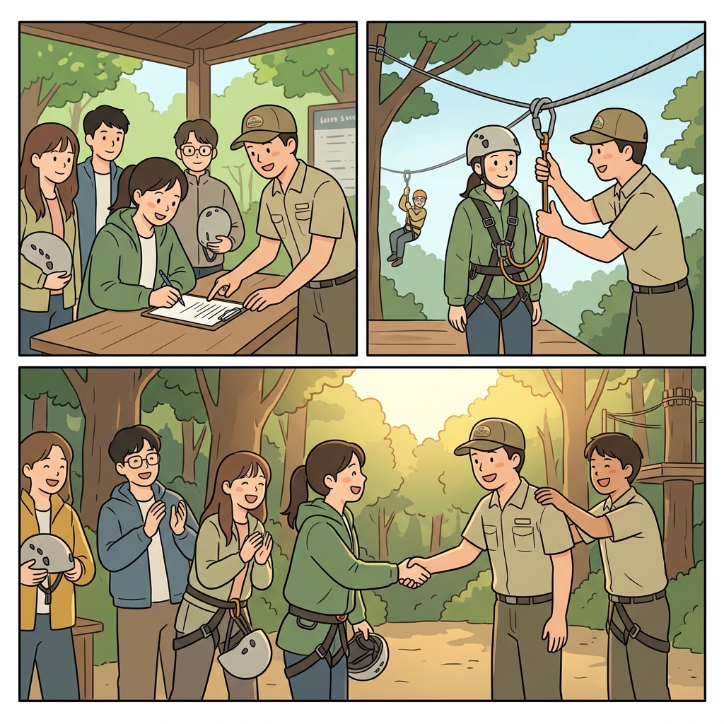 면책 동의서(waiver)에 서명한 덕분에 모두가 안전하게 모험을 즐겼고, 운영진의 신뢰(favor)도 얻었다.