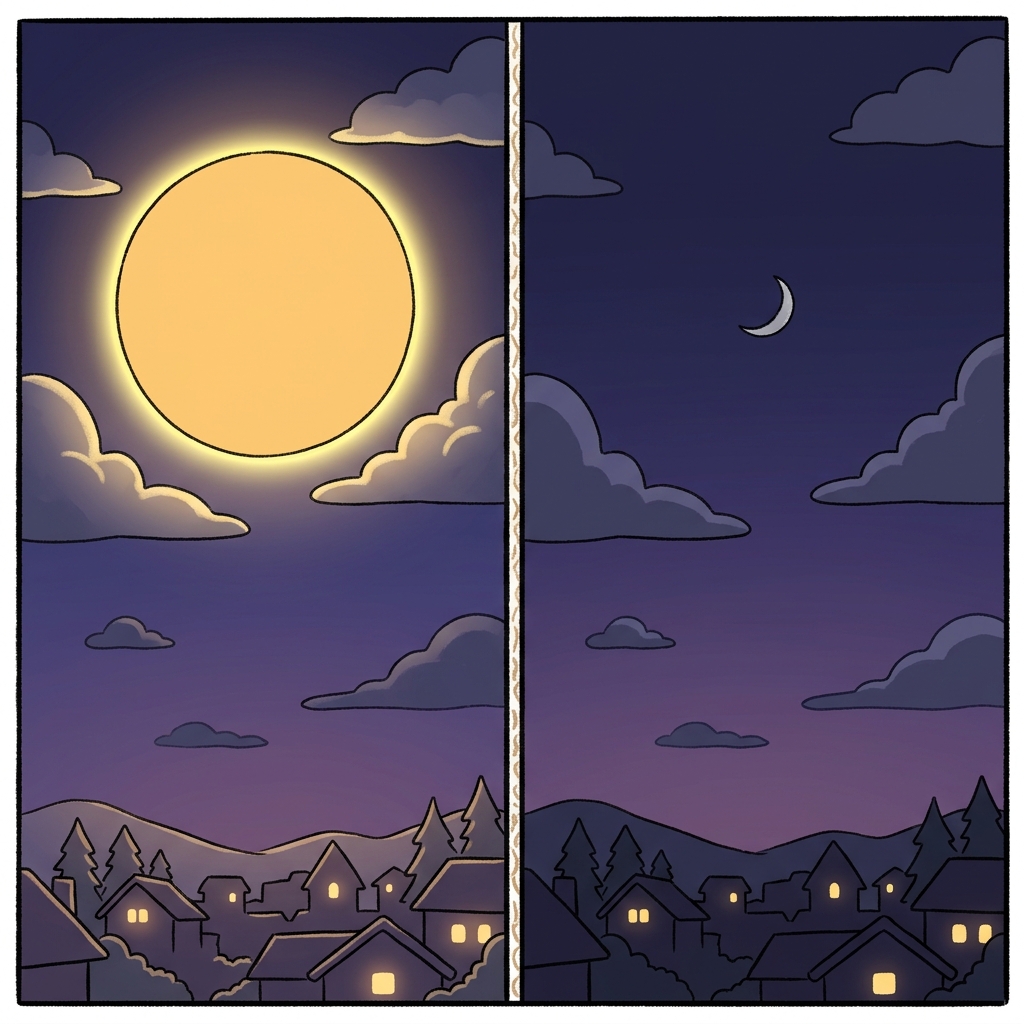 As the month passed, the bright full moon slowly waned into a thin crescent.