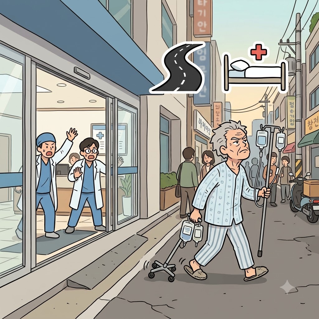 WAY(path) + WARD(hospital room) — escaping the safe hospital WARD to walk his own dangerous WAY, the patient proved to be completely wayward.