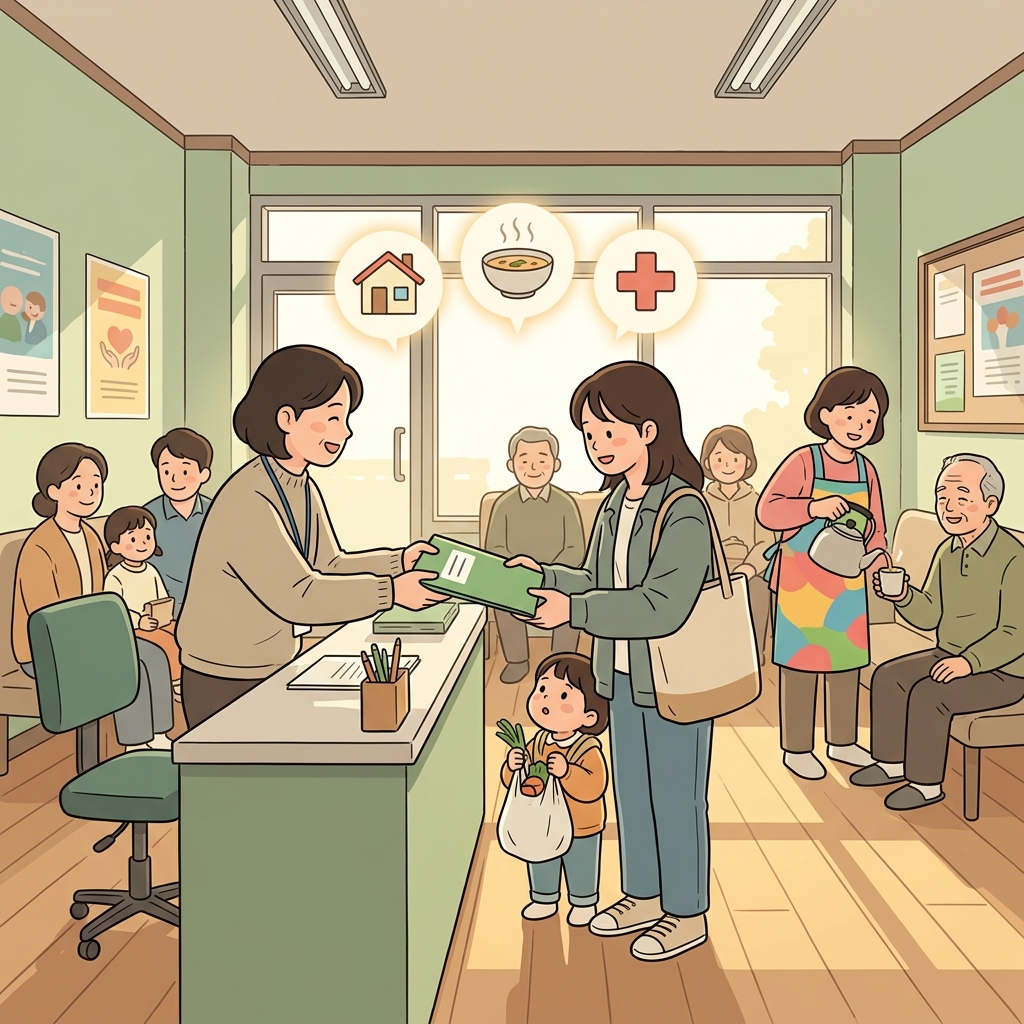 복지 시스템 덕분에 힘든 가족이 다시 일어설 수 있었다.