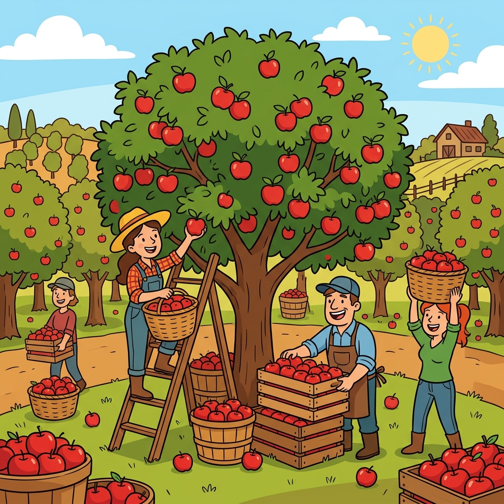 The apple trees yielded a large harvest this autumn.