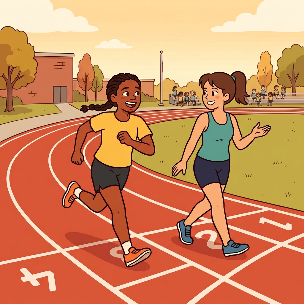 The runner yielded the lane so another runner could pass. (GIVE THE FIELD → give someone else the way)