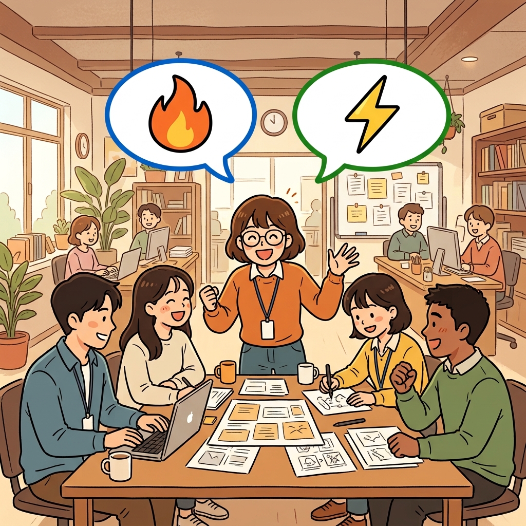 Her zeal helped the team finish the project ahead of schedule. (🔥 Passion + ⚡ Energy → Zeal)