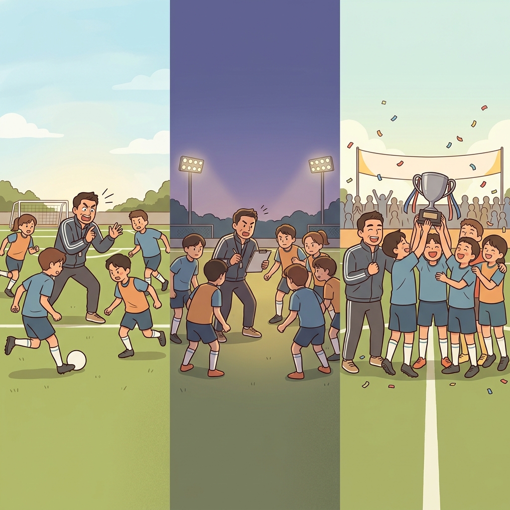 The zealous coach stayed tireless, and the team became successful.